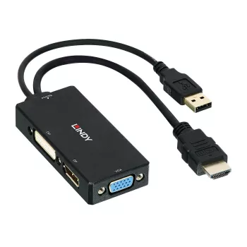 Lindy HDMI į DisplayPort, DVI ir VGA keitiklis, 0,15 m, 2160p, juodas
