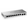 Valdomas L2 Gigabit Switch Zyxel GS1200-10v3 — 8x Gigabit (10/100/1000), 20 Gbps, MAC 4000, stalinis, pilkas