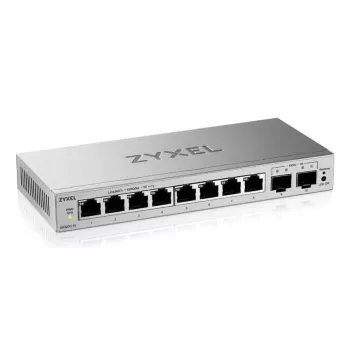Valdomas L2 Gigabit Switch Zyxel GS1200-10v3 — 8x Gigabit (10/100/1000), 20 Gbps, MAC 4000, stalinis, pilkas