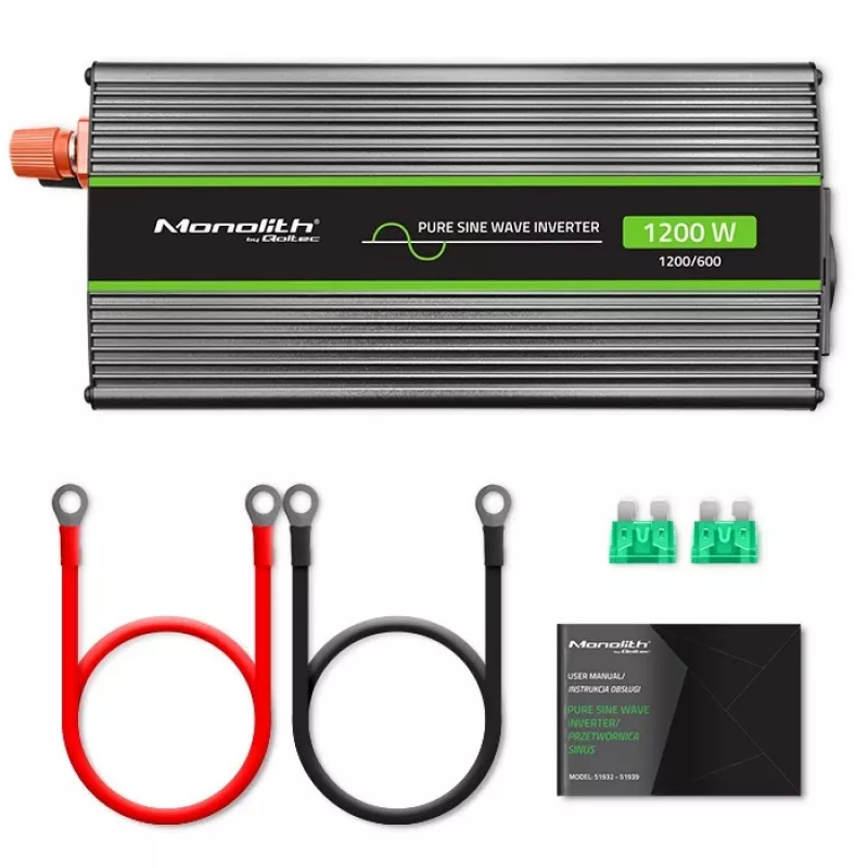 Automobilinis keitiklis Qoltec Monolith 1200 W juodas 12 V