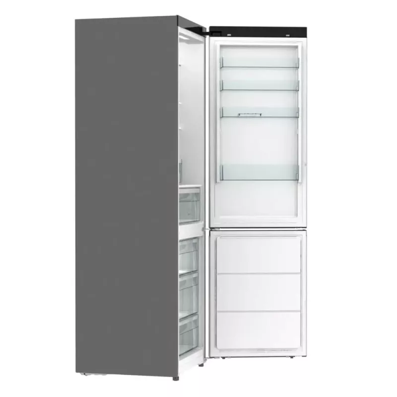 Šaldytuvas su šaldikliu Gorenje NRB620E61X4WFE, laisvai pastatomas, nerūdijančio plieno, bendras tūris 340 L, NoFrost, LED ekranas