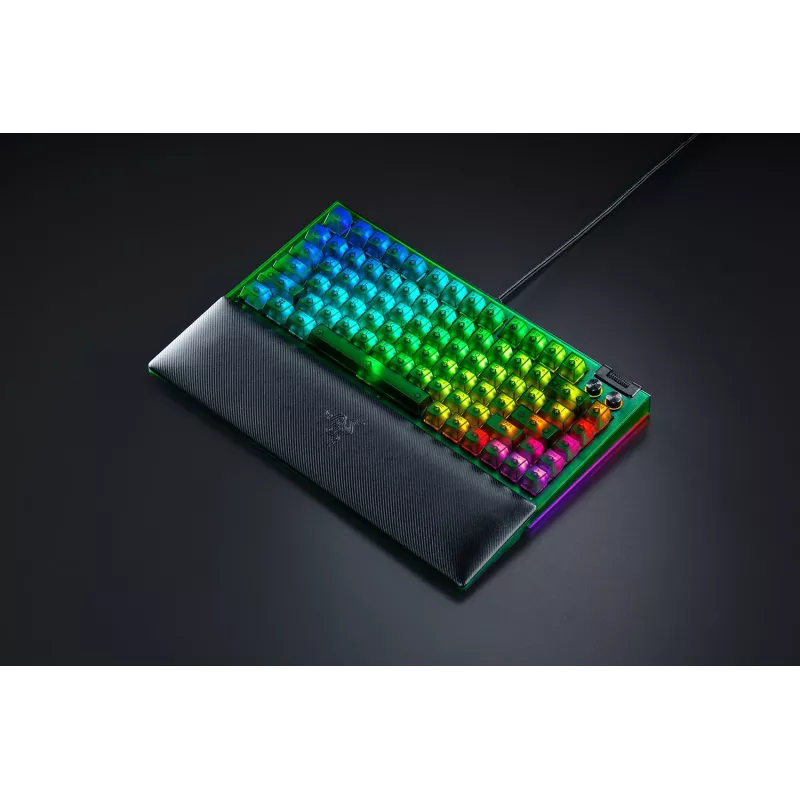 Mechaninė žaidimų klaviatūra Razer BlackWidow V4 75% Phantom Green Edition — laidinė, US išdėstymas, lietiminiai jungikliai