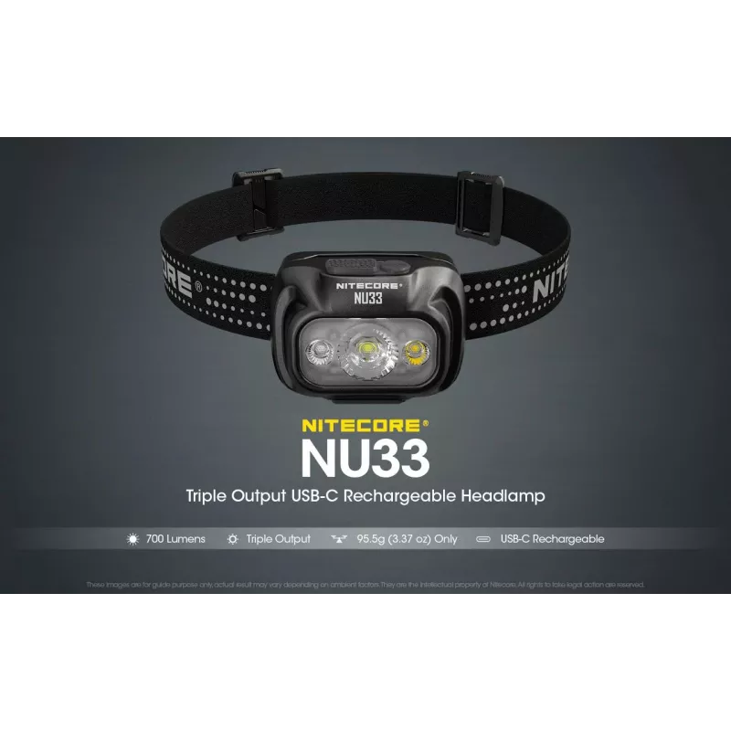 Nitecore NU33 NU serijos LED žibintuvėlis ant galvos, 700 lumenų, juodas