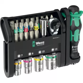 Įrankių rinkinys Wera Tool-Check Modular Set 1 – 50 dalių modulinis dirbtuvės rinkinys, įvairūs antgaliai ir lizdai