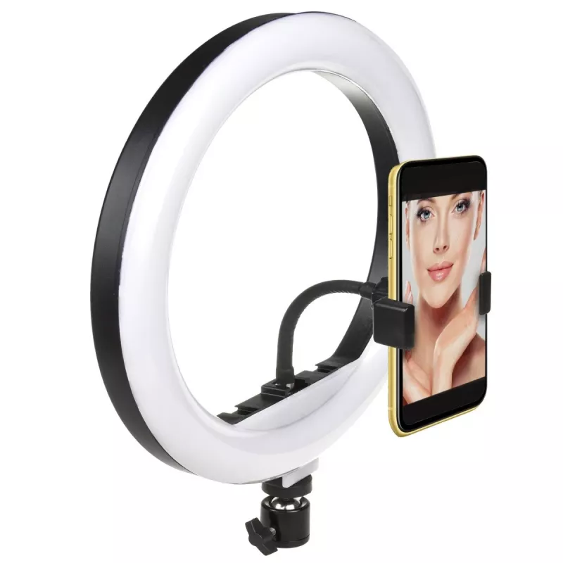 Maclean MCE610 10 12W LED žiedinė šviesa su trikoju ir Bluetooth nuotolinio valdymo pulteliu, 3 spalvų režimai, 10 ryškumo lygių, 160 LED, laikiklis išmaniajam telefonui