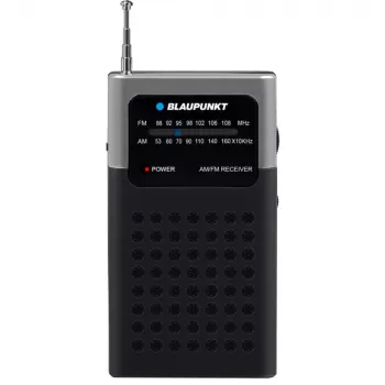 Nešiojamas radijo imtuvas BLAUPUNKT PR4BK – analoginis AM/FM, išorinė antena, 0,3 W RMS, AA baterijos (3 V), juodas