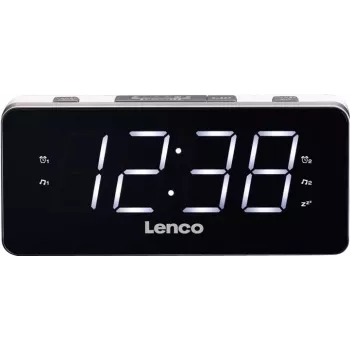 Lenco CR-18 – Skaitmeninis žadintuvas su FM radiju ir LED ekranu (1,8 colio), juodas/sidabrinis