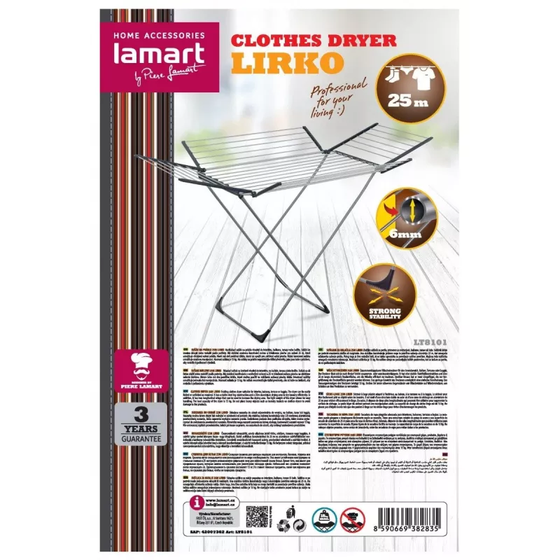 Džiovintuvas LAMART LT8101 – 25 m džiovinimo virvė, lengvas ir patvarus