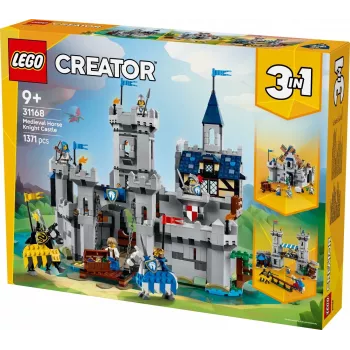 Konstruktorius LEGO Creator 3-in-1 Viduramžių riterio pilis 31168 — 1371 detalė, 6 minifigūrėlės, nuo 9 metų