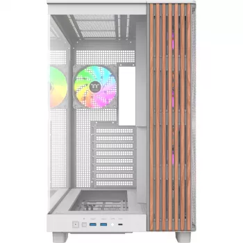 PC korpusas Thermaltake View 380 XL WS ARGB Snow White — Midi bokštas, ATX palaikymas, su langu