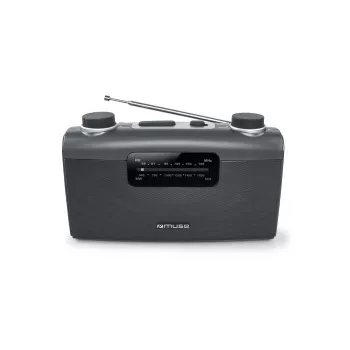 Nešiojamas radijo imtuvas Muse M-058 R – AM/FM, sukamas garsumo reguliatorius, baterija arba tinklas (230V, 50Hz), juodai pilkas