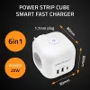 QOLTEC 52548 ilginimo lizdas su 3×AC kištukiniais lizdais ir USB prievadu