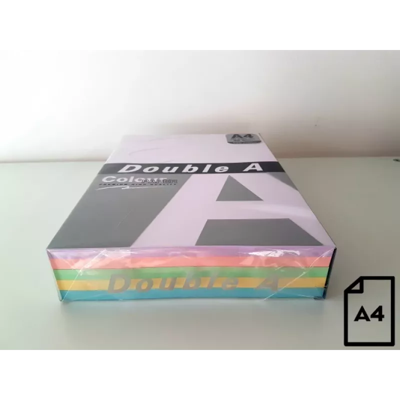 Spalvotas popierius Double A, 80g, A4, 500 lapų, Rainbow 3, 5 spalvos