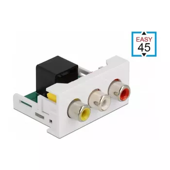 DeLOCK Easy 45 modulis 3 x RCA lizdas (mama) į RJ45 lizdą (mama) 22,5 x 45 mm