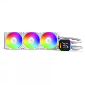 CPU aušintuvas MONtech HyperFlow Digital 360 (W) – 360 mm skysčio aušinimo sistema, balta