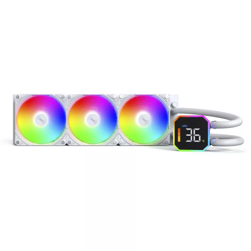 CPU aušintuvas MONtech HyperFlow Digital 360 (W) – 360 mm skysčio aušinimo sistema, balta
