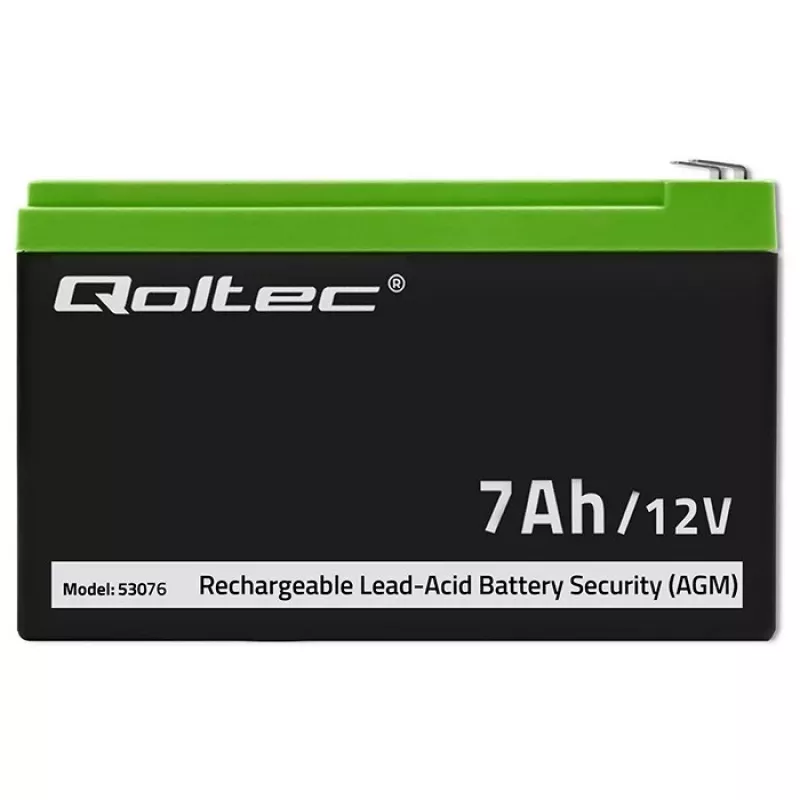 Qoltec 53076 AGM baterija | 12V | 7Ah | Apsaugos sistemoms