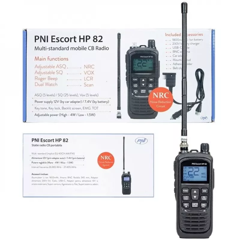 CB radijo stotelė PNI Escort HP 82 nešiojama 4W 12V rankinė / bazinė