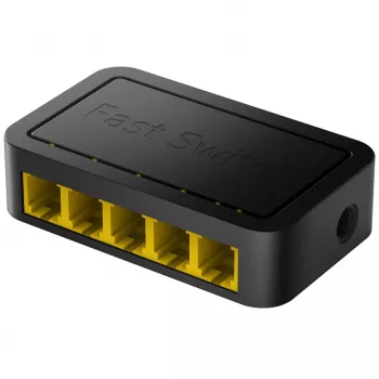 Tinklo jungiklis Cudy FS105D — 5 prievadų Fast Ethernet 10/100, 1 Gbit/s perjungimas, juodos spalvos