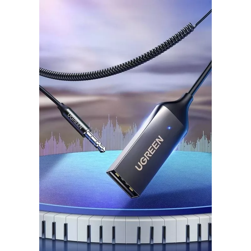 Bluetooth garso imtuvas UGREEN CM309 Bluetooth 5.0 USB su 3,5 mm AUX lizdu, juodas, 20–20000 Hz