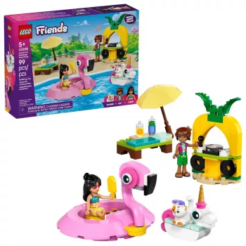 LEGO Friends 42658 Baseino vakarėlis su vienaragiu ir flamingo – konstruktorius su personažais ir aksesuarais