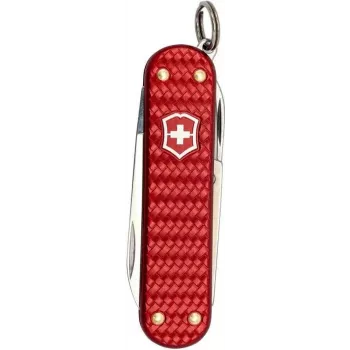 Kišeninis peiliukas Victorinox Classic SD Precious Alox Iconic Red – kompaktiškas daugiafunkcis įrankis raktų pakabukui
