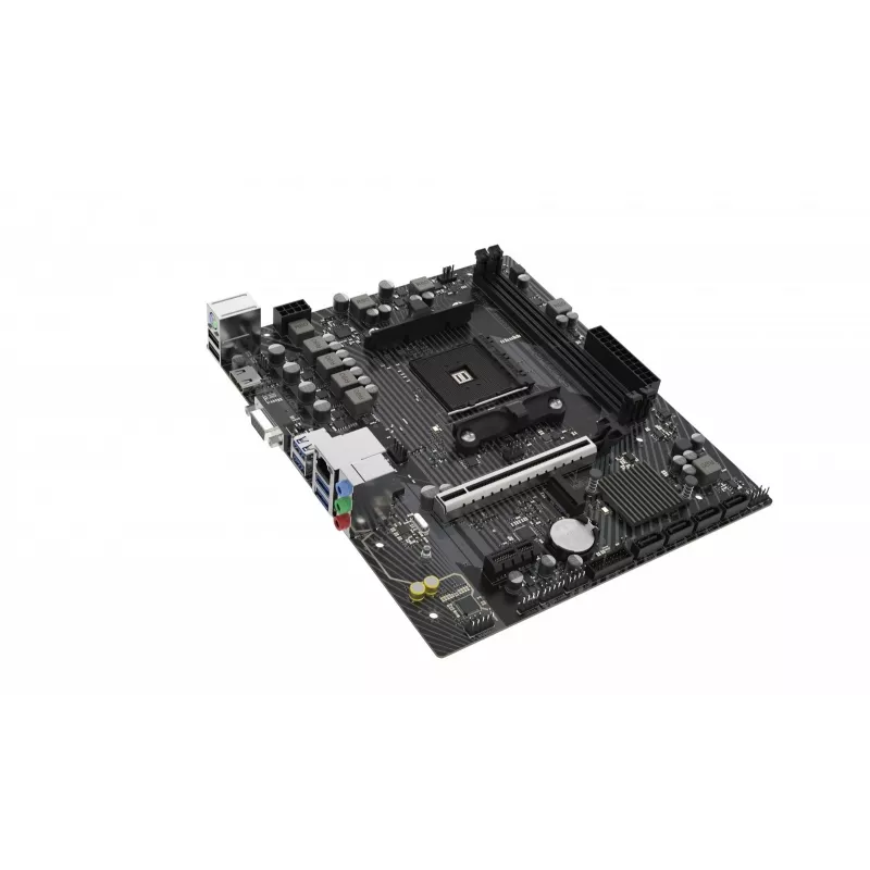 Micro ATX pagrindinė plokštė Sapphire A520M-E lizdui AM4, AMD A520 mikroschemų rinkinys, 2x DDR4 DIMM, iki 64 GB, PCIe 3.0 x16/x1, SATA III, Gigabit LAN