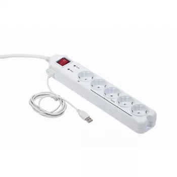 Apsauginis filtras Gembird PCW-MS-2G Baltas 5 AC lizdai 250V 1,8m