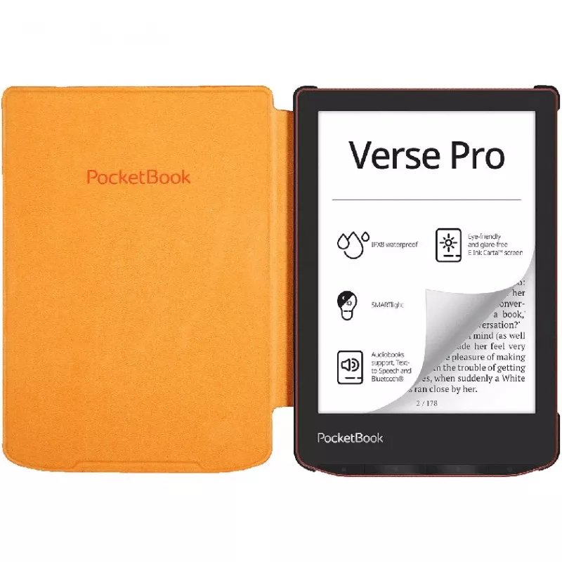 Dėklas „Folio“ 6 colių elektroninei knygai „PocketBook Shell“ – oranžinis, 112×160×12,5 mm, 0,0765 kg
