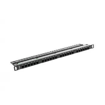 Lanberg PPU5-0024-B - 24 prievadų RJ-45 Cat5e skydelis, 19 colių, 0,5U, juodas