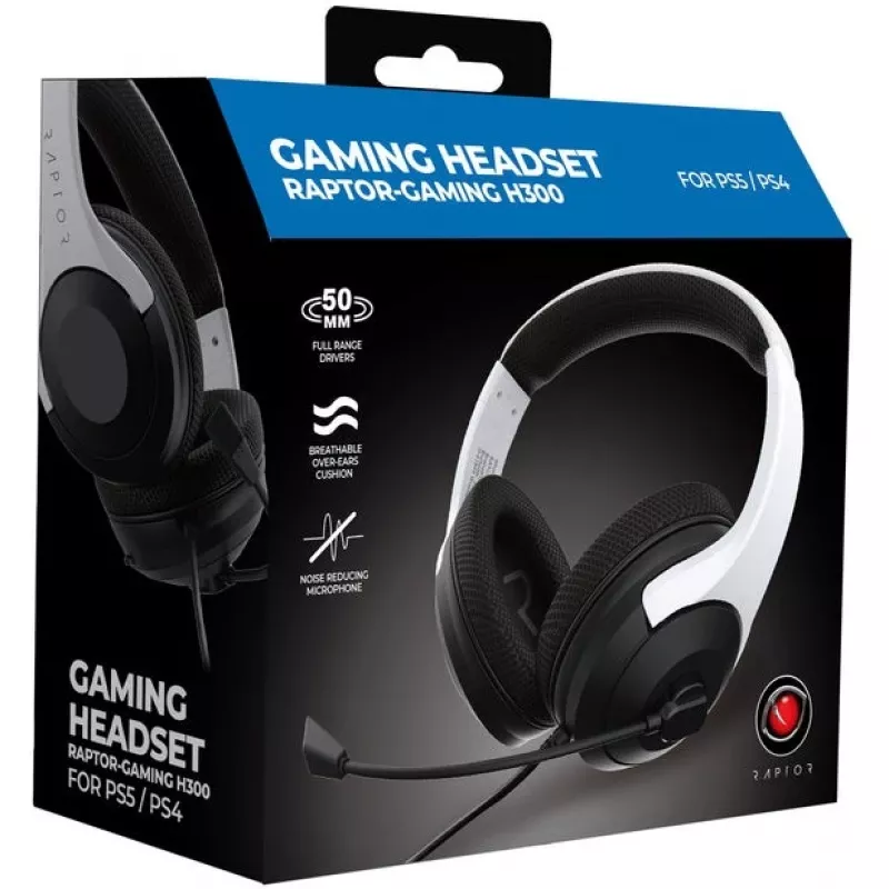 Ausinės Raptor H300 White 3.5 jack, skirtos PlayStation 5