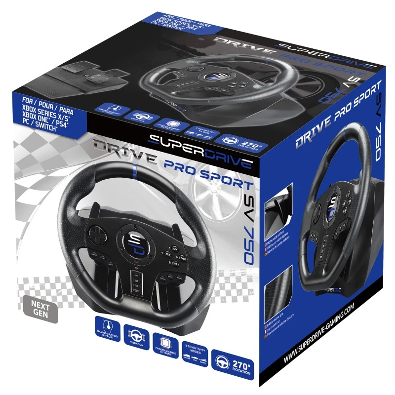 Vairas su pedalais Subsonic SV750 juodas 270° sukimosi kampas USB