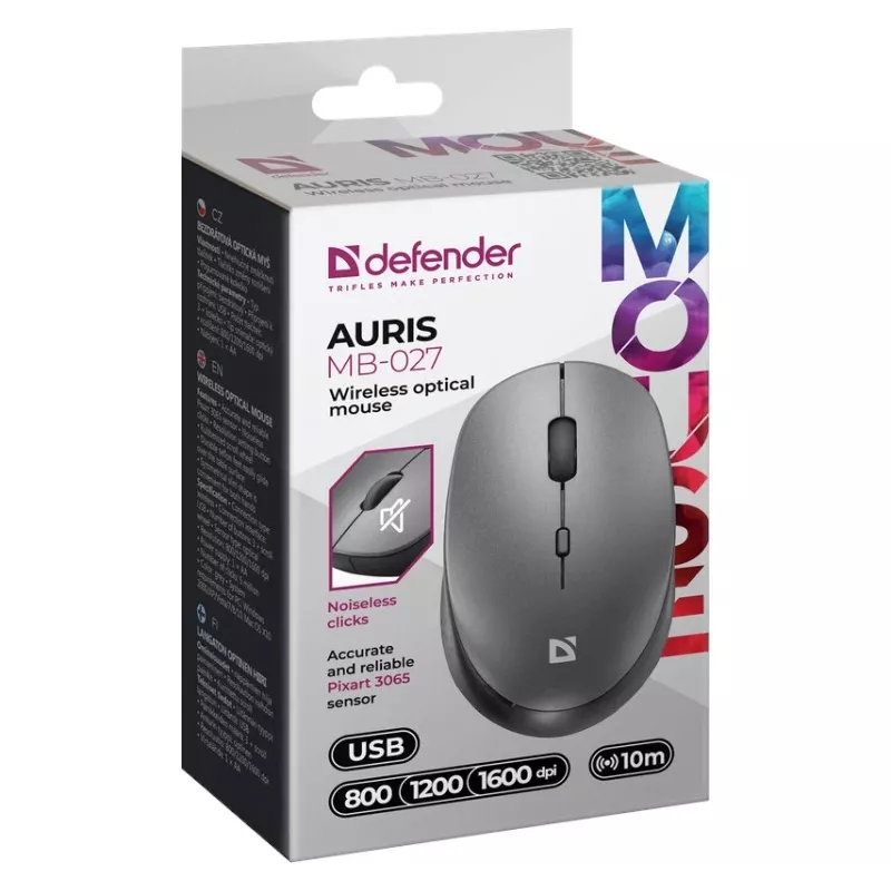 Belaidė pelė DEFENDER AURIS MB-027 pilka