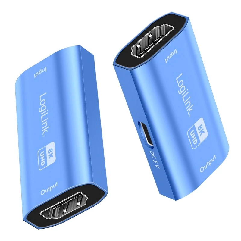 HDMI kartotuvas, 20m, 8K 60Hz, HDCP 2.3, aliuminis, mėlynas