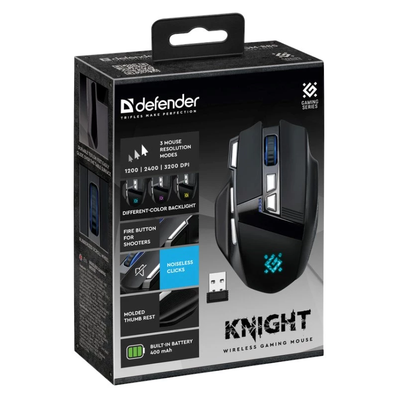 Belaidė pelė DEFENDER GM-885 KNIGHT RF 3200dpi 8P juoda