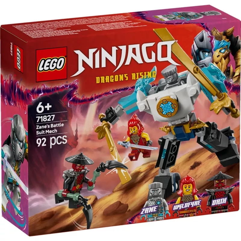 LEGO NINJAGO rinkinys 71827 Zane'o kovinis mechas, 92 detalės, 2 minifigūrėlės, aukštis 100 mm, nuo 6 metų