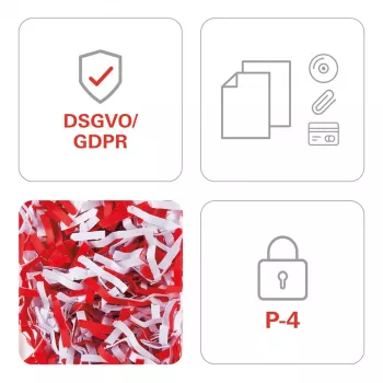 Smulkintuvas HSM Pure 420 — smulkinimas į daleles P-4, 24 cm darbinis plotis, 15 lapų talpa, 35 l krepšelis, baltas