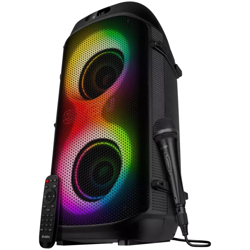 Nėšiojama kolonėlė SVEN PS-850 (100W, TWS, Bluetooth, FM, USB, microSD, LED ekranas, 8000mAh)