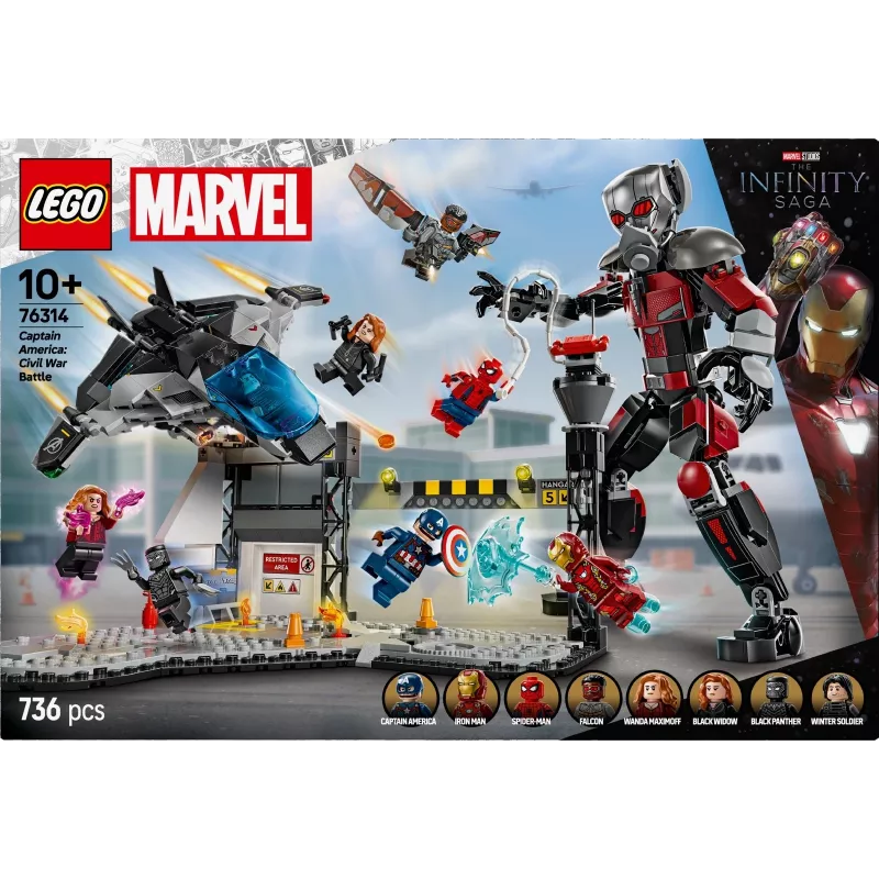 LEGO MARVEL 76314 Kapitonas Amerika: Pilietinio karo mūšis