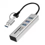 USB 3.0 šakotuvas su USB-A ir USB-C jungtimis, SD/microSD lizdu, 2in1