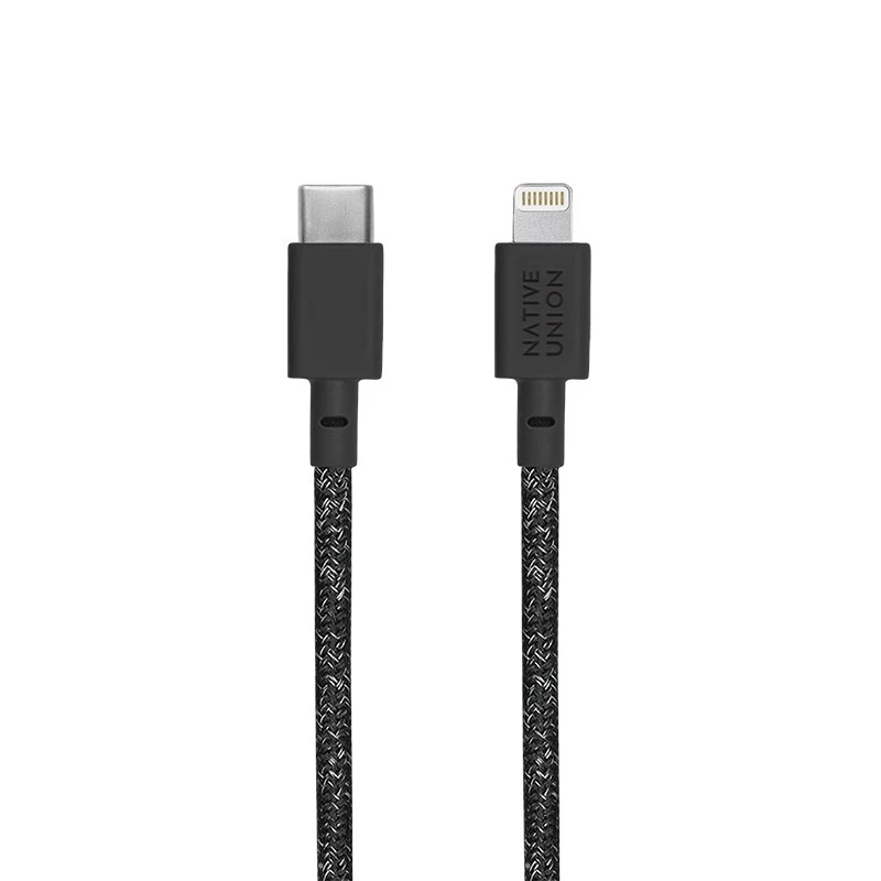 USB-C į Lightning laidas Native Union Night Cable 3 m – juoda/pilka