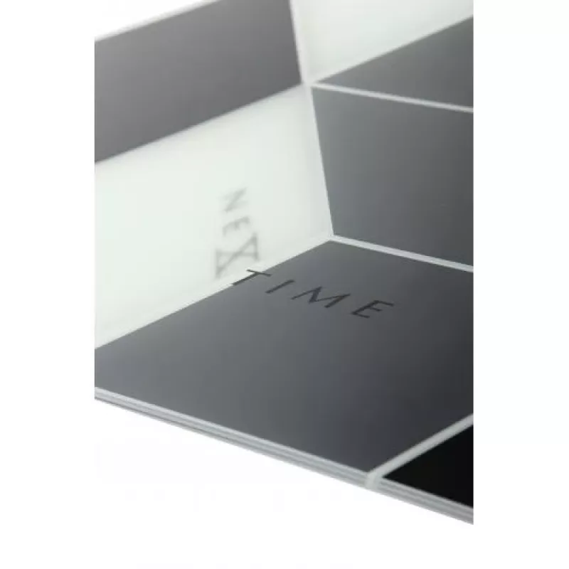 NeXtime klok 8171 Cubic, 43,5x37 cm, sieninis, juoda/balta/pilka