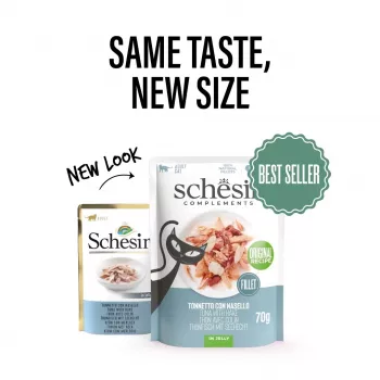 Šlapias kačių maistas Agras Pet Foods SCHESIR Tunas su stinteniu želė, 70 g, be grūdų, be sojos ir be glitimo