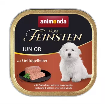 Šlapias šunų ėdalas Animonda Vom Feinsten Junior su paukščių kepenėlėmis 150 g, 10% baltymų, 7% riebalų