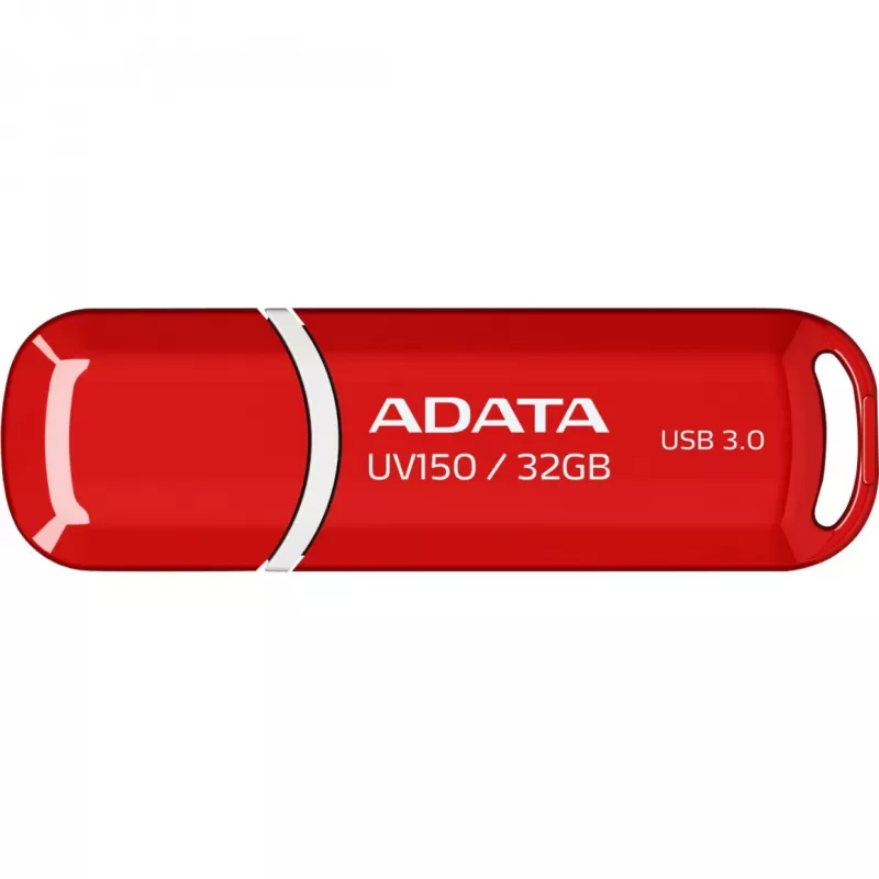 USB atmintukas ADATA DashDrive UV150 32GB, USB Type-A 3.2 Gen 1, raudonas, su užsifiksuojančiu dangteliu