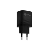 NATEC NUC-2141 laidinis mobiliojo įrenginio įkroviklis, 30W, USB-C PD 3.0 + USB-A QC 3.0, 110–240V, juodas