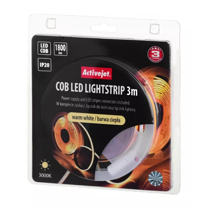 Activejet AJE-COB 3m šilta šviesa LED juostelė Universal strip light Vidaus