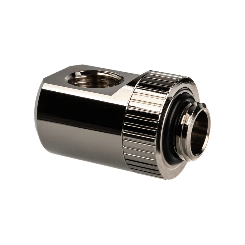 EK Water Blocks EK-Torque Adapter 90 laipsnių G1/4 colio AG į G1/4 colio IG - Sukamas, nikelis sidabras