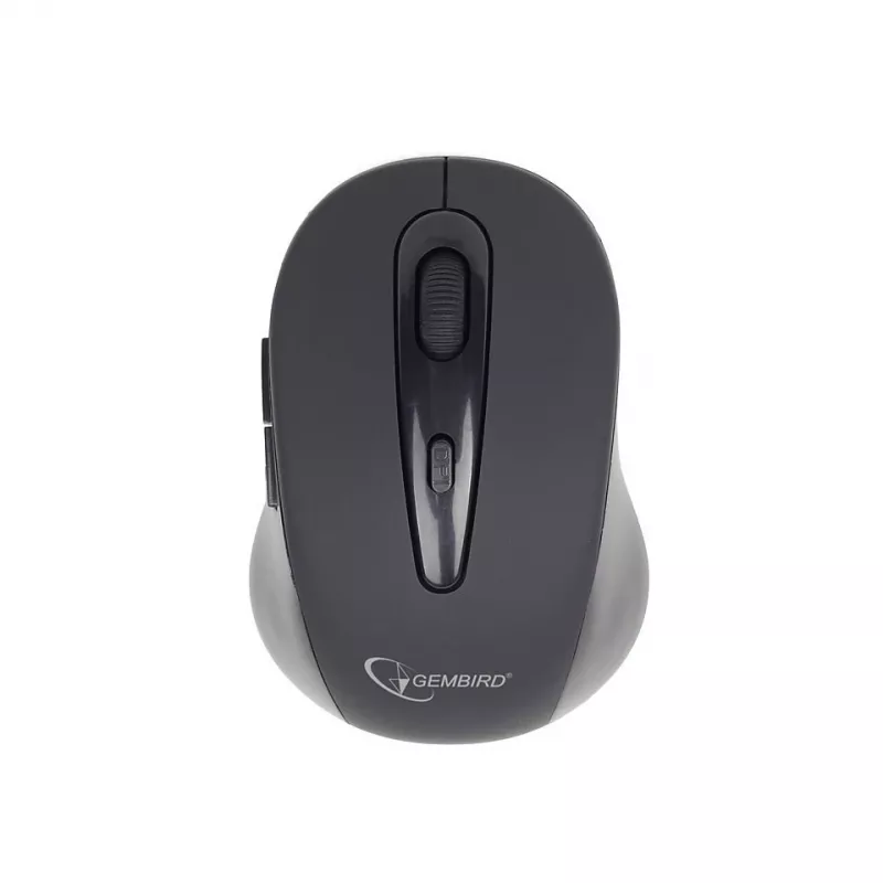 Belaidė Bluetooth optinė pelė GEMBIRD MUSWB2 – dešinei rankai, 1600 DPI, 6 mygtukai, juoda/pilka, AAA baterija