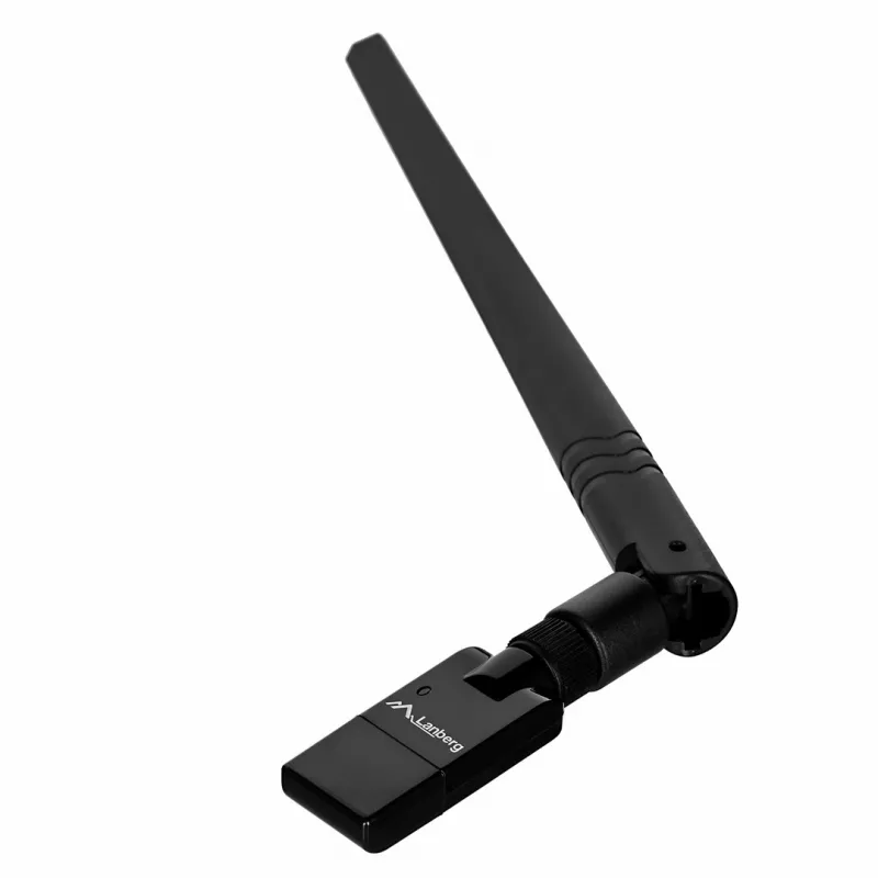USB Wi-Fi adapteris LANBERG NC-0300-WIE, USB 2.0, dvi išorinės antenos 5 dBi, WLAN 300 Mbps, Ethernet/WLAN, juoda